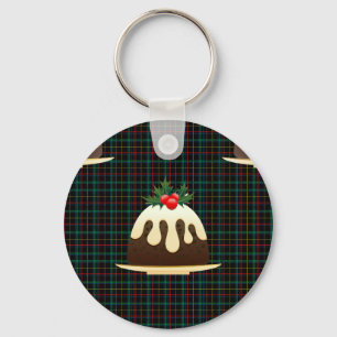 plaid christmas puddings keychain