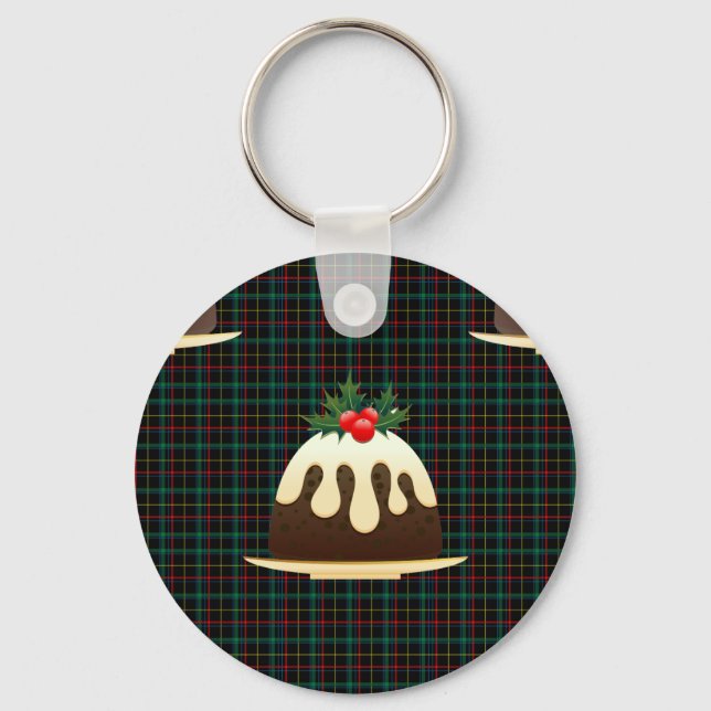 plaid christmas puddings keychain (Front)