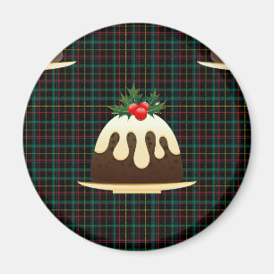 plaid christmas puddings magnet