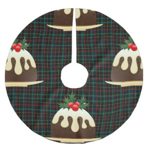 plaid christmas puddings xmas tree skirt