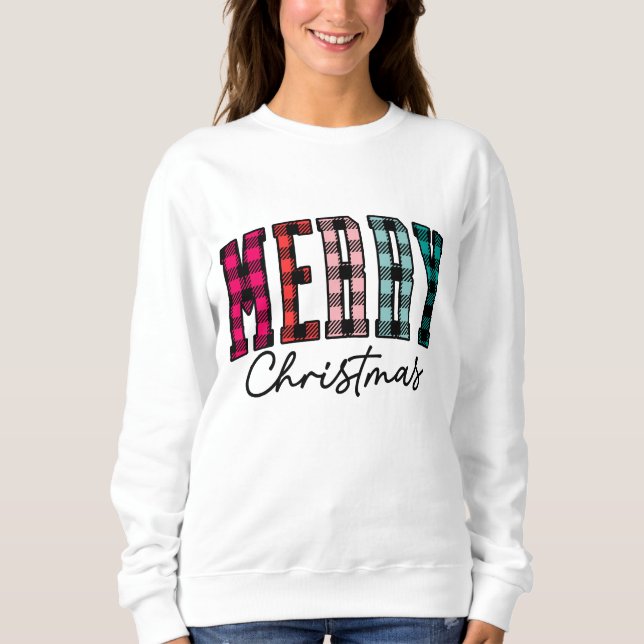 Plaid Christmas Sweatshirt | Women's Multi Colour (Front)