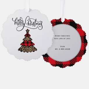 Plaid Christmas Tree Design Merry Christmas Ornament Card