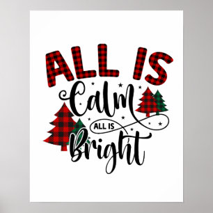 Plaid Christmas Tree Pattern Xmas Quote Poster
