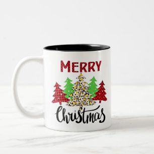 Plaid Christmas Trees in Winter Forest Mug
