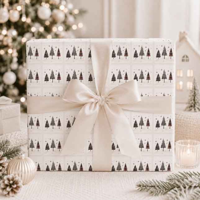 Plaid Christmas Trees Personalized Holiday  Wrapping Paper (Creator Uploaded)