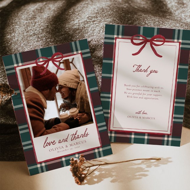 Plaid Christmas Wedding Thank You Card (Creator Uploaded)
