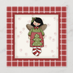 Plaid Clad Angel Fun Christmas Party Invitations