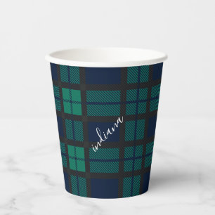 Plaid Clan Black Watch Blue Black Tartan Paper Cups
