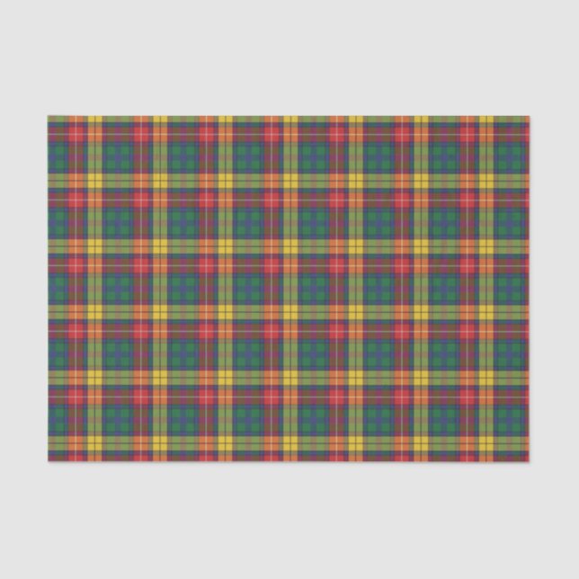 Plaid Clan Buchanan Yellow Red Green Check Tartan  Tissue Paper (Front)