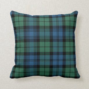 Plaid Clan Campbell Black Green Blue Check Tartan Throw Pillow