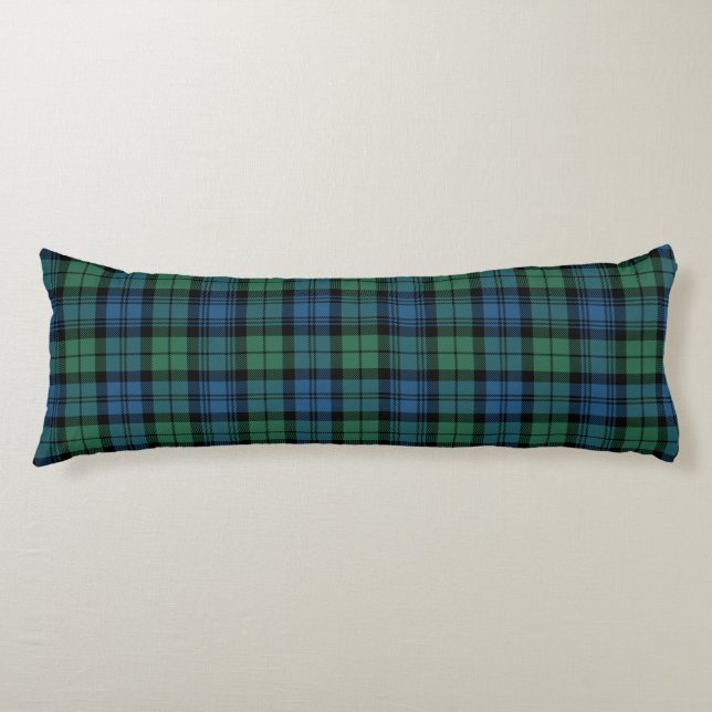 Plaid Clan Campbell Green Blue Check Tartan Body Pillow (Front)
