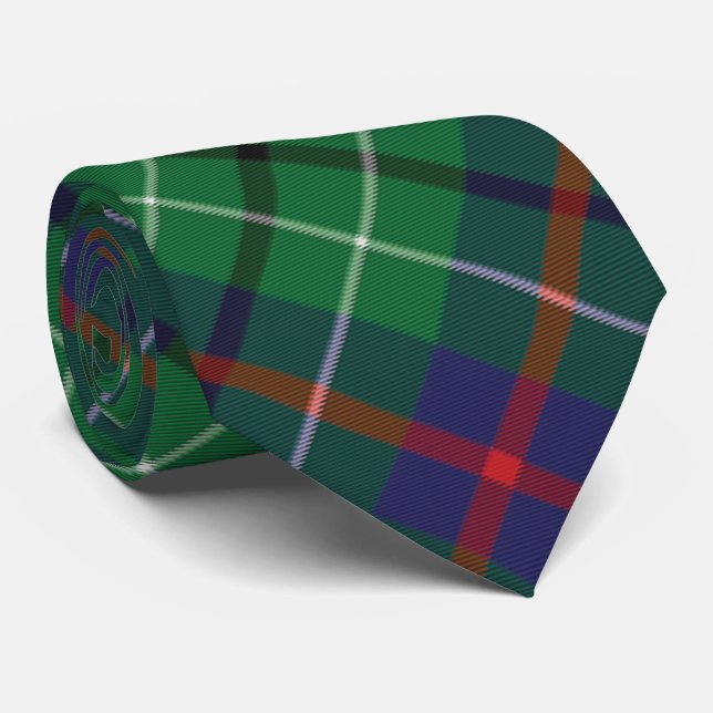 Plaid Clan Duncan Green Check Tartan Tie (Rolled)
