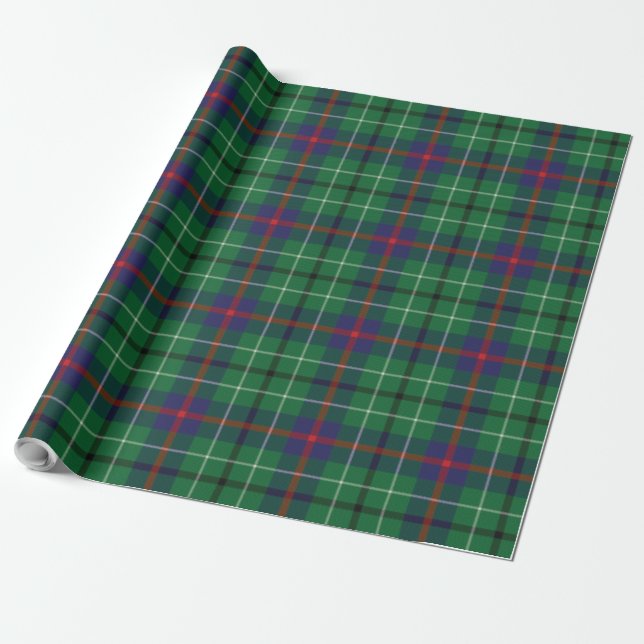 Plaid Clan Duncan Green Purple Tartan Wrapping Paper (Unrolled)