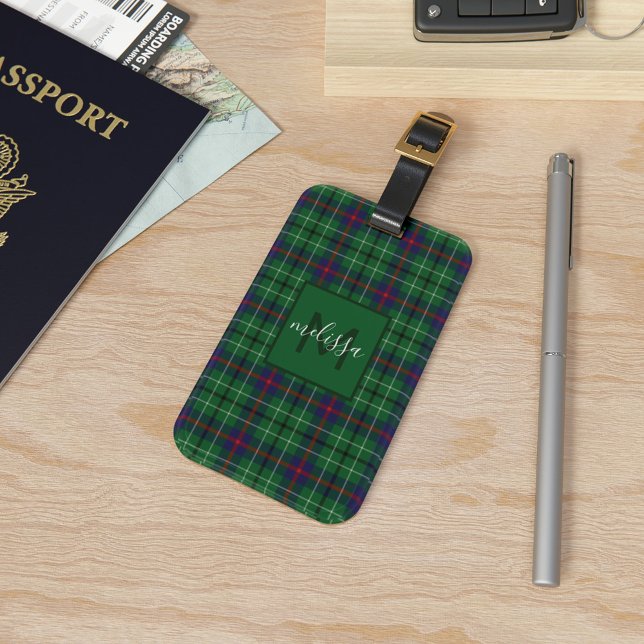 Plaid Clan Duncan Tartan Personalized Monogram Luggage Tag (Plaid Monogram Clan Duncan Tartan Luggage Tag)
