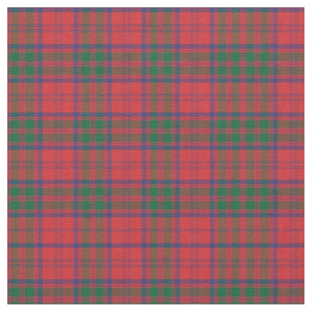 Plaid Clan Grant Tartan Green Red Blue Check Fabric (Close Up)