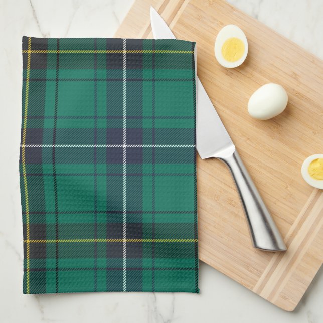 Plaid Clan Henderson Green Check Tartan Kitchen Towel (Quarter Fold)
