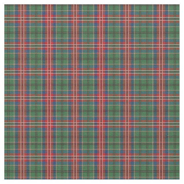Plaid Clan MacCulloch Tartan Green Red Blue Check Fabric (Close Up)