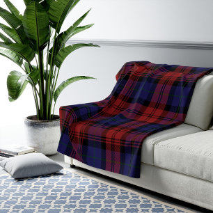 Plaid Clan MacLachlan Tartan Red Purple Check Fleece Blanket