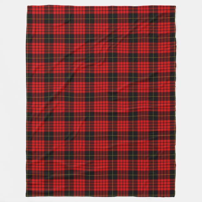 Plaid Clan MacQueen Tartan Red Black Check Pattern Fleece Blanket (Front)
