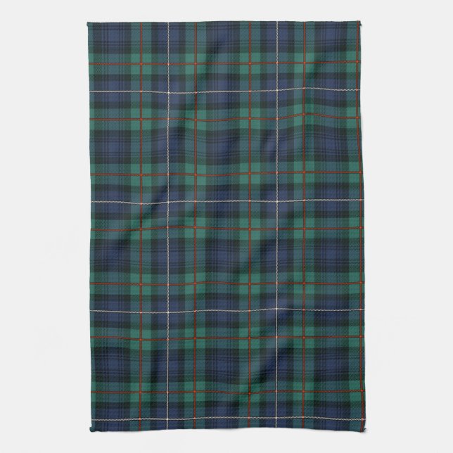 Plaid Clan Robertson Tartan Green Purple Check Kitchen Towel (Vertical)