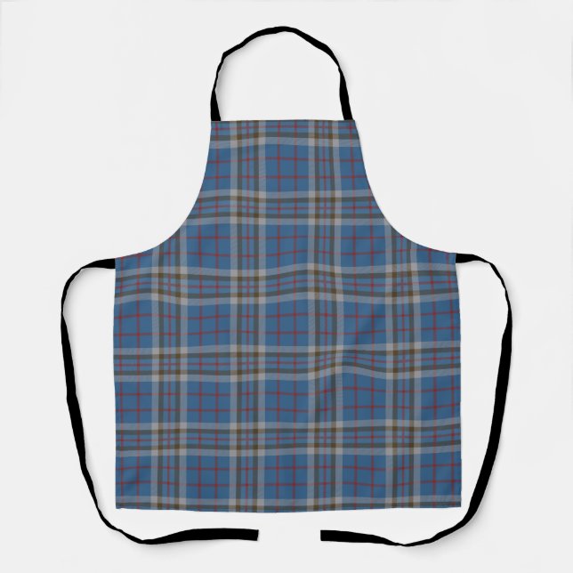 Plaid Clan Thompson Grey Blue Check Tartan Apron (Front)