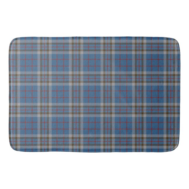 Plaid Clan Thompson Grey Blue Check Tartan Bath Mat (Front)