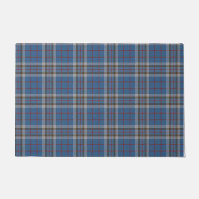 Plaid Clan Thompson Grey Blue Check Tartan Doormat (Front)