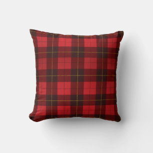 Plaid Clan Wallace Red Black Check Tartan Throw Pillow