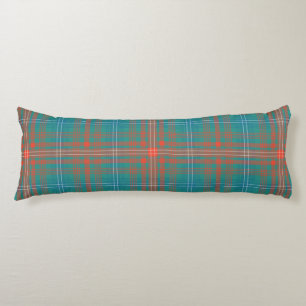Plaid Clan Wilson Orange Turquoise Check Tartan Body Pillow