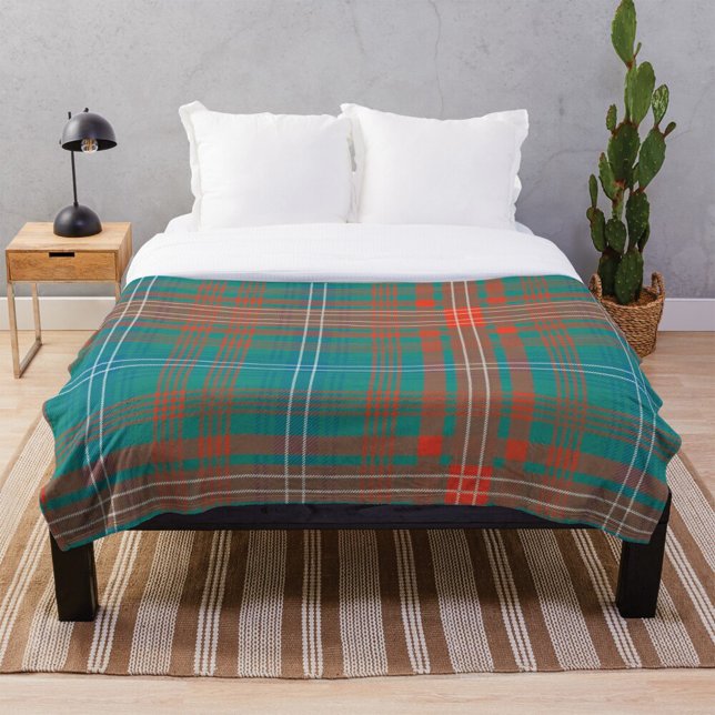 Plaid Clan Wilson Tartan Orange Check Fleece Blanket (Plaid Clan Wilson Tartan Blanket)