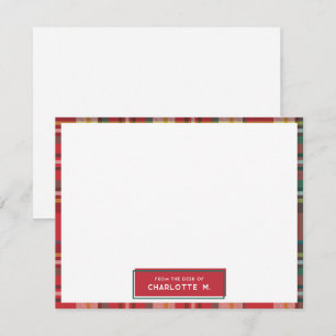 Plaid Classic Colourful Personalized Student Name Card