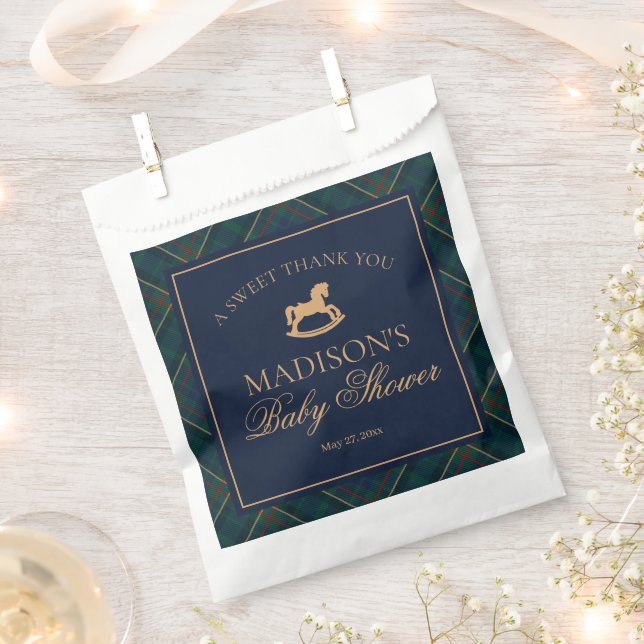 Plaid Classic Rocking Horse Baby Shower Dessert Favour Bag (Clipped)