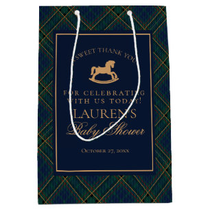 Plaid Classic Rocking Horse Baby Shower Favors Medium Gift Bag