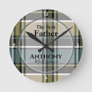 Plaid Clock with words "The best Father" and name