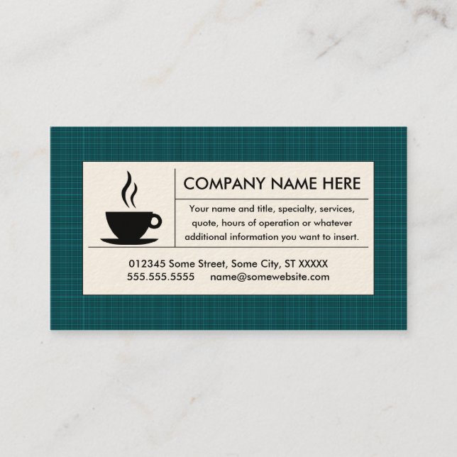 plaid coffee business card (Front)