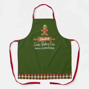 Plaid Cookie Baking Crew Green Christmas Apron