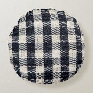 Plaid cotton fabric texture background. round pillow
