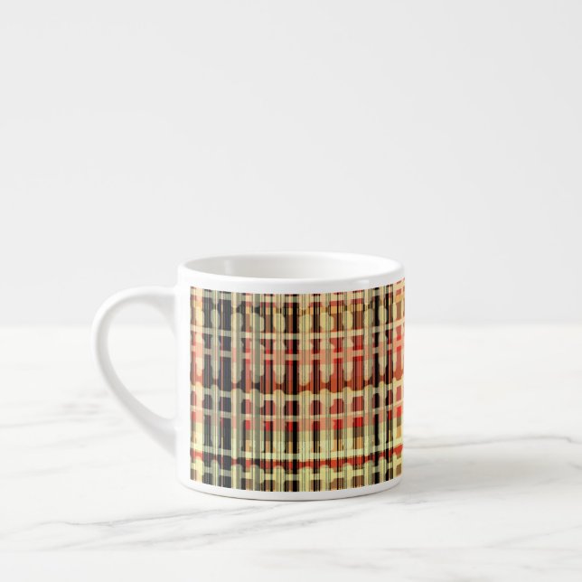 Plaid Country Plaid Peach Design Espresso Cup (Left)