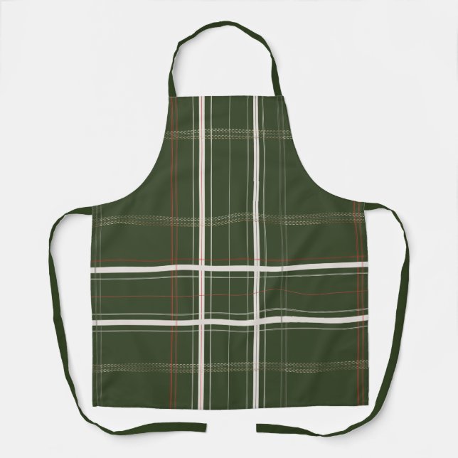 Plaid Cozy Cabin Forest Green Traditional BBQ chef Apron (Front)