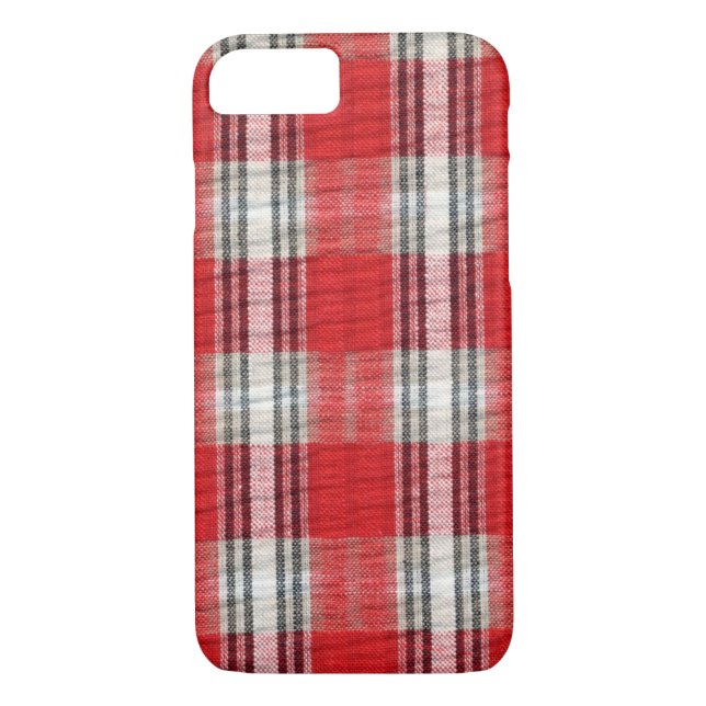 Plaid Cozy Red and White Vintage Winter Abstract Case-Mate iPhone Case (Back)