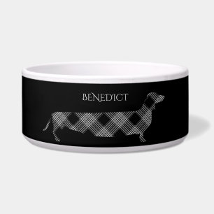Plaid Dachshund on Black Personalised