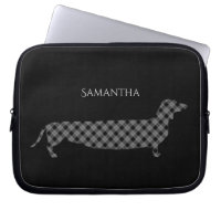 Plaid Dachshund on Black Personalised