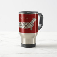 Plaid Dachshund on Red Personalised