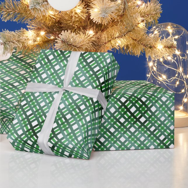 Plaid Dark Green Christmas and Year Round Wrapping Paper (Holidays)