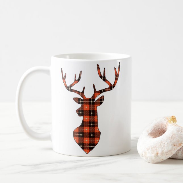 Plaid Deer Coffee Mug (With Donut)