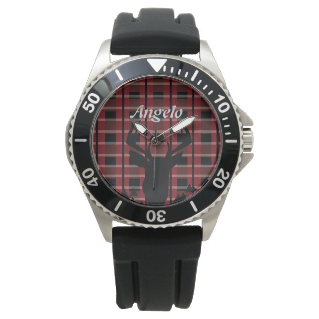 Plaid Deer Mens Hunting Watch (Front)