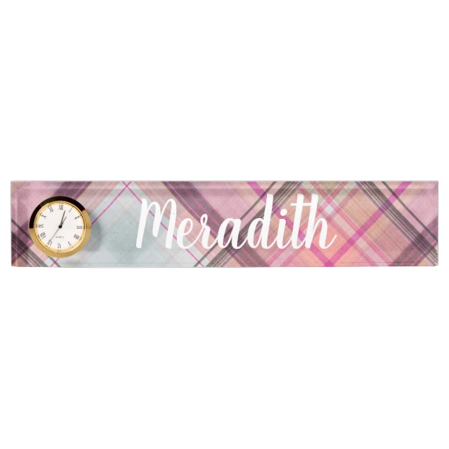Plaid Desk Name Plate (Front)