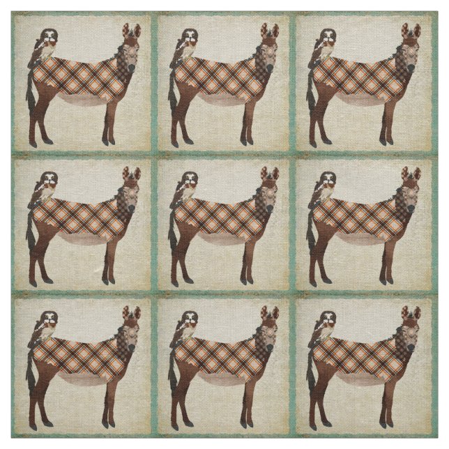 Plaid Donkey & Owl Fabric (Swatch)