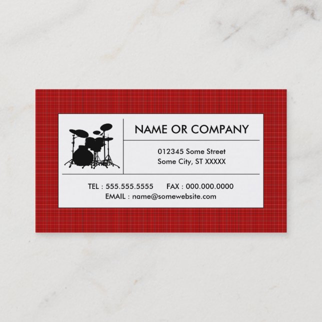 plaid drums business card (Front)