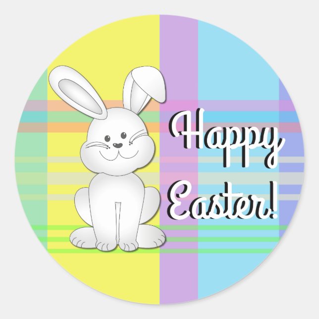 Plaid Easter Bunny Stickers (Front)